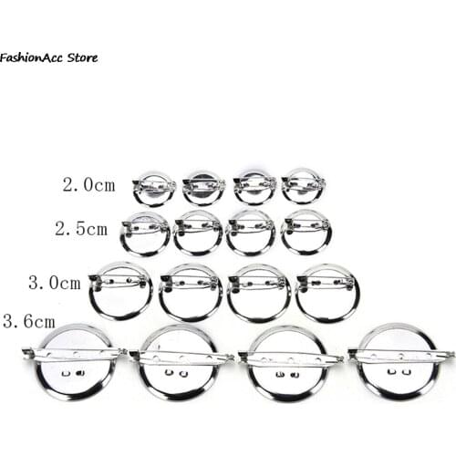 10PCS Imitation Rhodium Plated Iron Disc Shaped Brooch Base With Safety Pins Diy Jewelry Findings Accessories
