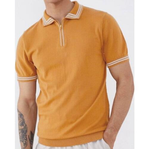 2021 Summer Mens Fashion Button Design Polo Shirts Casual Striped Top Pullover Men Short Sleeve Slim Turn-down Collar Polo Shirt