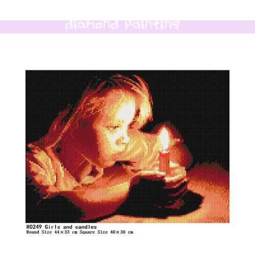 5D DIY Diamond Complete Girls and Candles Square & Round Mosaic Painting Kit Diamonds Embroidery Full Drill Home Decor Tools Set