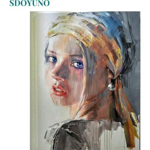 SDOYUNO DIY Oil Painting By Numbers Figure 60x75cm Paint By Numbers On Canvas Women Frameless Hand Painting Home Decor