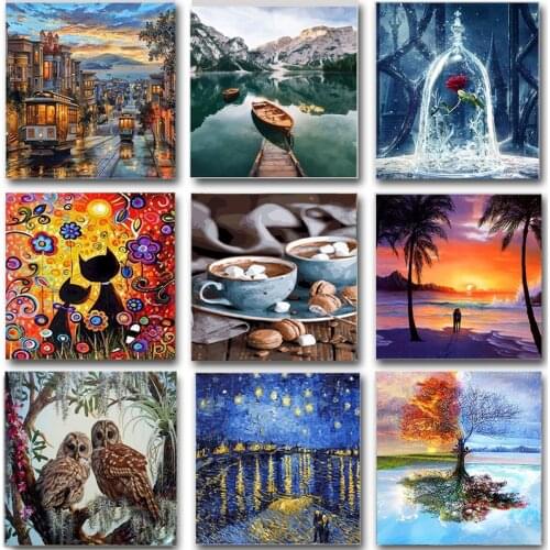 Animal Painting By Numbers Landscape Set Acrylic Paint DIY Kits For Adults Pictures Drawing Canvas Coloring By Number Decoration