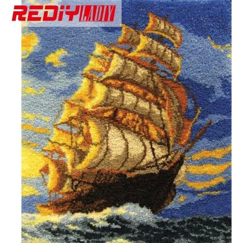 Latch Hook Rug Kits Unfinished Crocheting Tapestry 3D Yarn Needlework Cushion Set for Embroidery Carpet Scenery Spread Sails Mat