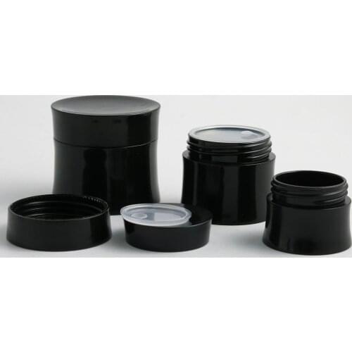 New Portable Plastic Jars Pot 15g 30g 50g Empty Face Cream Sample Container White Black Blue Lotion Cosmetic Package 20pcs