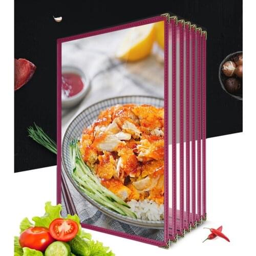 A4 Restaurant Menu Covers/Fits Menu Paper Holder Covers Leather Book Style Double View Leather Menu Holder Covers