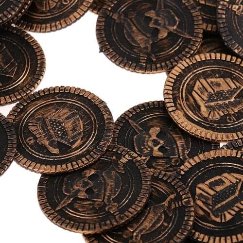 100x Plastic Treasure Pirate Coins Chest Pinata Play Money Coin for Birthday Party Loots