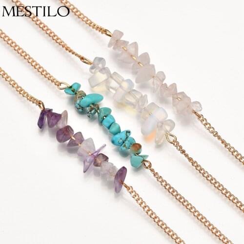 MESTILO Simple Trendy Blue Purple Transparent Irregular Faux Stone Necklaces Pendant For Women Fashion Statement Choker Necklace