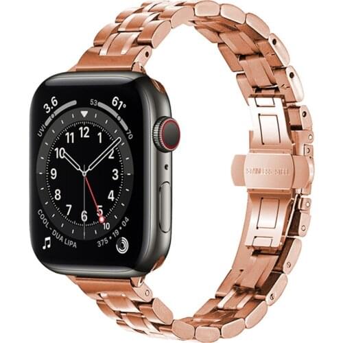 Women strap for apple watch 6 se band 40mm 44mm Thin Slim Stainless Steel bracelet for iwatch 6 5 4 3 38mm 42mm watchband correa