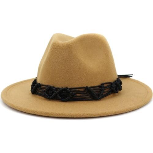 Men bowler hats women Simple woolen hat Straw jazz hats British style hat Fashion hat autumn winter big along Multicolor hat