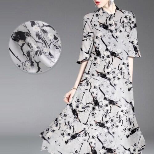 136cm digital printing silk organza satin fabric 12mm perspective smooth shirt dress chinese silk fabric wholesale silk cloth