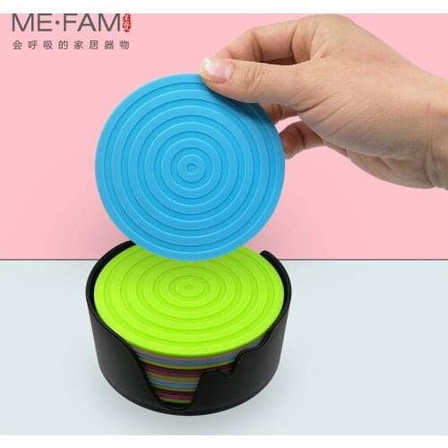 10cm Water Ripple Silicone Coasters Drink Cup Mat Set With Tray Holder Slip Insulation Home Decoration Prevents Tabletop Damages