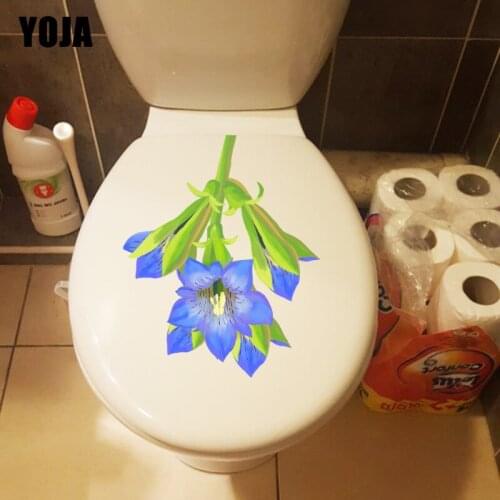 YOJA 17.4X21.5CM Blue Gentian Flower Branch Wall Stickers For Kids Rooms Fresh Bedroom Decor Toilet Decal T1-1871