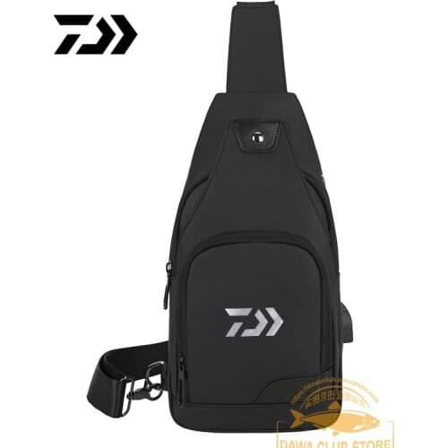 Daiwa New Mens Outdoor Fishing Waterproof Large Capacity Crossbody Bag Multifunctional Chest Backpack for Leisure and Traveling