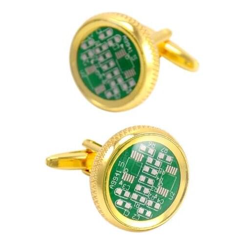 Fashion Green Circuit Board Cufflinks Cuff Links Gold And Silver High Quality Business Cuff Buttons Wholesale 10pairs/lot