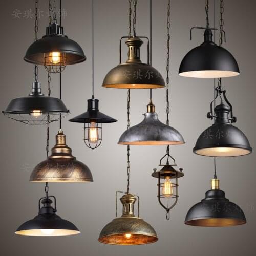 Industrial retro style Art LED Pendant light black white Edison light bulb pendant lamp Hanging Light luminaries lampshade