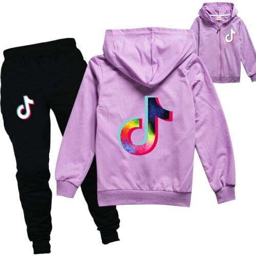 Tik Tok Cartoon Childrens Clothing Spring and Autumn Zipper Jacket + Trousers Childrens Suit kids clothes