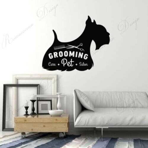 Vinyl Wall Decal Grooming Pet Care Beauty Salon Dog Art Decor Wall Stickers Interior Pet Shop Sign Wallpaper Removable 4294
