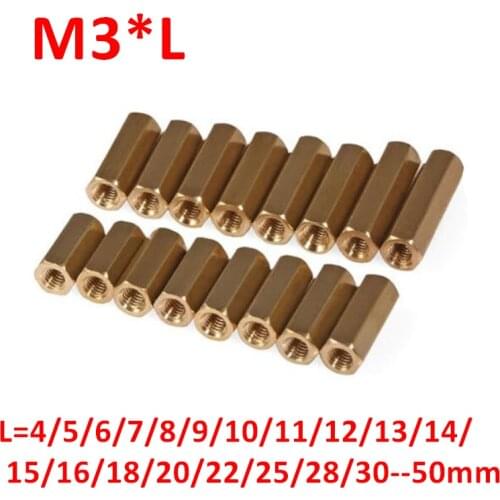 M3 Hex Nut m3 Female Brass PCB Standoff Spacer Screw M3*4/5/6/7/8/9/10/11/12/13/14/15/16/18/20/21/22/23/24/25/26/28/30/40/50mm