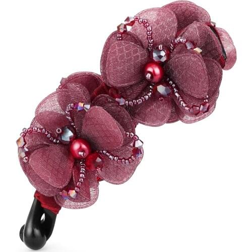 Hair Barrettes Clip Artificial Pearl Crystal Beads Hairpins Flower Hair Ornaments for Women Hair Accessories Wholesale HB24
