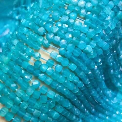 GREEN AMAZONITE SQUARE 4.5MM 14" for DIY jewelry making loose beads FPPJ wholesale beads nature