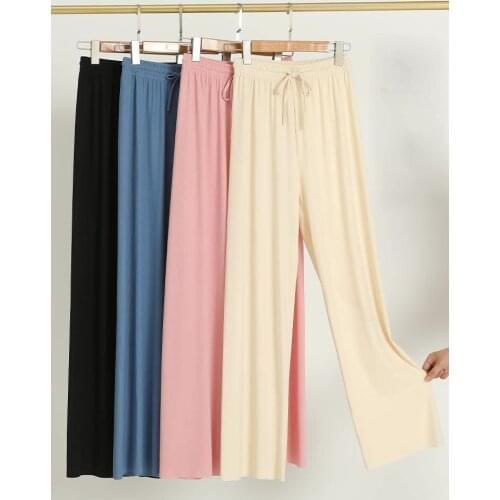 Women Wide Leg Pants 2021 Summer Thin Fabric High Waist Pockets Button Fly Long Trousers Casual Bottoms All Match