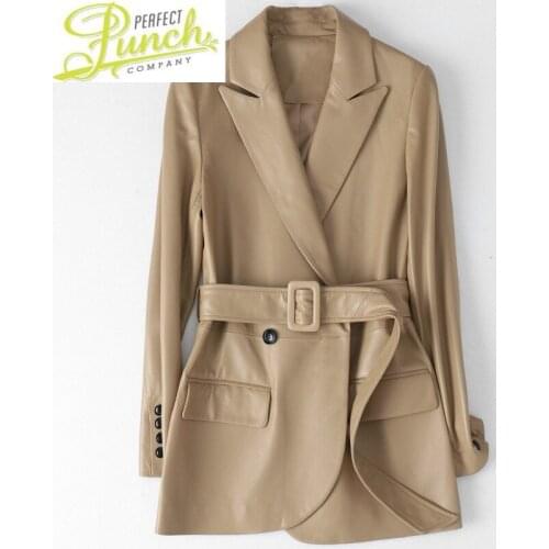 Jacket Women 100% Real Sheepskin Coat Female Spring Autumn Blazer Genuine Leather Coats and Jackets HQ19-LYJ9947A KJ5754