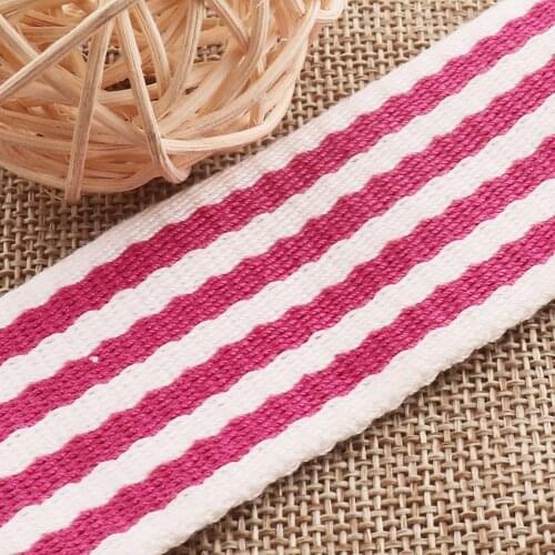 1.5" Rose Red White Striped Cotton Webbing,Soft Belt Webbing Lanyard Webbing,Bag Purse Webbing Leash Supplies-38mm