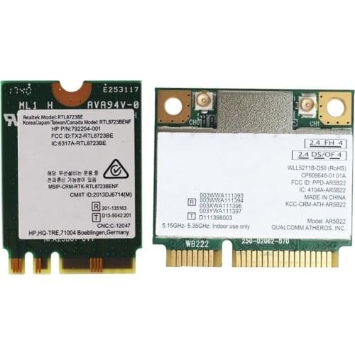 1 Pcs Wireless Adapter for Realtek RTL8723BE 802.11N WiFi Card & 1 Pcs AR9462 AR5B22 WB222 WLAN Wifi Wireless Card