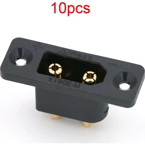 10PCS Amass Black XT90E Large Current Flame Retardant Power Connector Gold-plated Male Plug for RC UAV Battery Connection Parts