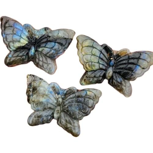 3-4cm natural blue labradorite hand crved polished crystal butterfly stones for sale 1pcs
