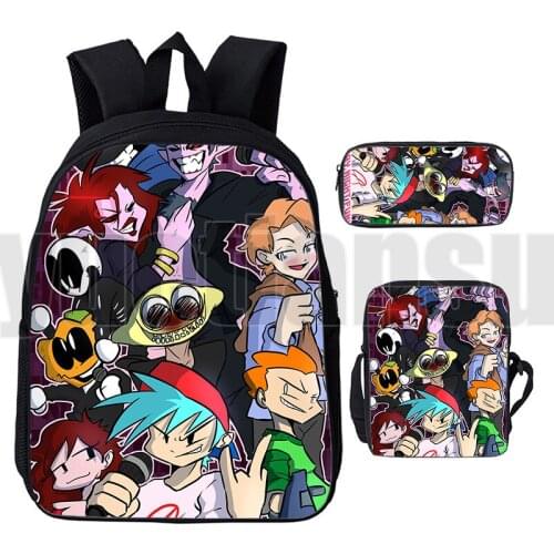 Video Game Cartoon Anime Friday Night Funkin 3D Backpack Kids Back To School Bookbag Boys Girls 3pcs Set Gift Women Travelbags