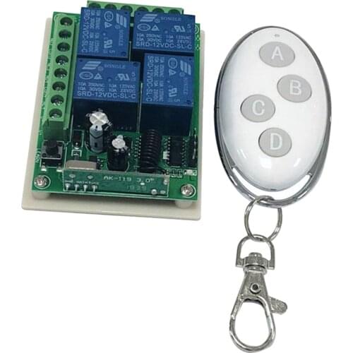 4CH Relay RF Wireless Remote Control Switch (Waterproof) - Wireless Light Switch, Receiver With One Button Transmitter, White