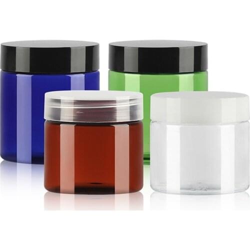 50G 80G Cream Jar Empty Refillable Cosmetic Container Clear Green Amber Blue Plastic Pot with Plastic Lid Facial Cream Jar 50pcs