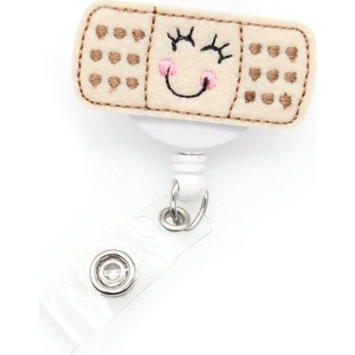50 pieces/lot free shipping cute smile face pill retractable nurse ID badge card reel