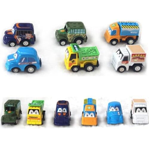 6pcs Pull Back Car Toys Car Children Racing Car Baby Mini Cars Cartoon Pull Back Bus Truck Kids Toys For Children Boy I0073