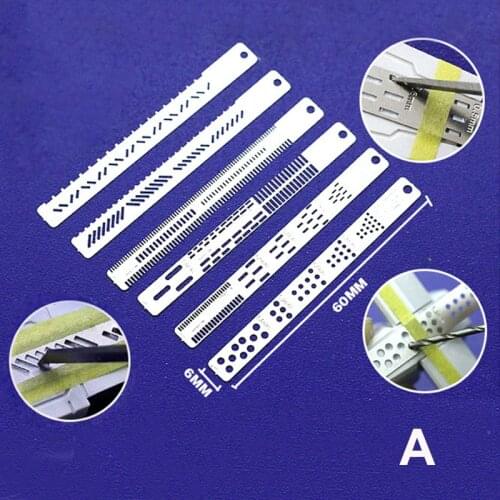 6 IN 1 Stainless Steel Detail Modification Line Auxiliary Angle Calibration Calipe Science Fiction Model