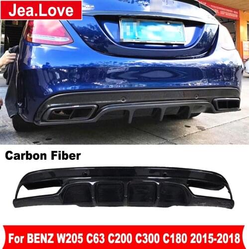 FD Style Carbon Fiber Car Rear Bumper Lip Rear Decoration Diffuser For BENZ C Class W205 C63 C200 C300 C180 Coupe Sedan 2015-18