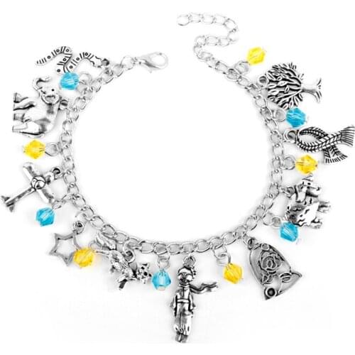 Alloy Metal Bracelet The Little Prince Brancelets Le Petit Prince Themed Cartoon Fox Rose Snake Pendant Bangle Wristband Gift