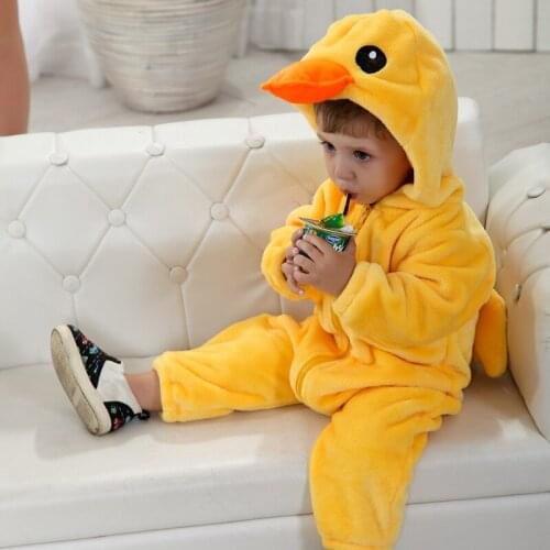 Flannel Winter Duck Rabbit Baby Boys Girls Rompers Kids Clothing New Born Cute Animal Cartoon Toddler Childrens Rompers Clothes