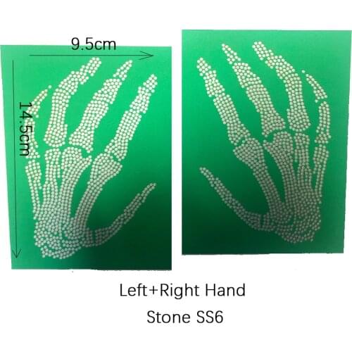 Gothic skull hand Hotfix Rhinestone heat press transfer motif sticker stencil paper card board templet mold craft tool