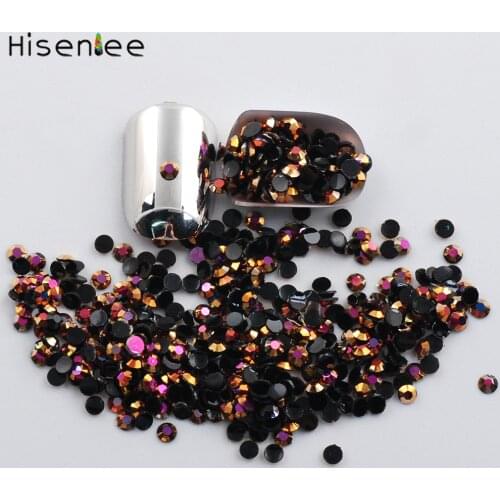 Hisenlee ss6 2mm 5000pcs Resin Rhinestones Gold Rose Magic Jelly AB Color For 3D Nail Art Tips DIY Gems