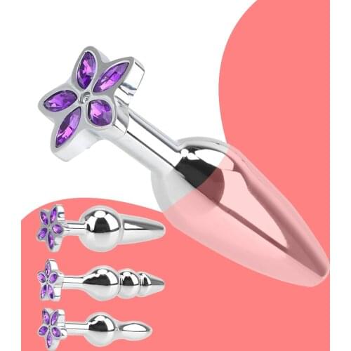 Sex Toys For Women Man Gay Five Leaves Clover Anal Plug Metal Butt Plug Beads Anus Dilator Prostate Massager Erotic Anal Toys