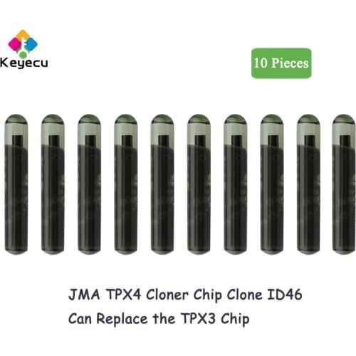 KEYECU 10 Pieces JMA TPX4 Glass Blank Transponder Chip Clone ID46 Can Replace TPX3 Auto Car Remote Key Copy Cloner Chip