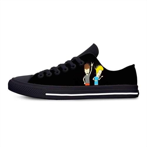 Beavis and ButtHead rock Cartoon Fashion Funny Casual Cloth Shoes Low Top Lightweight Breathable 3D Printed Men women Sneakers