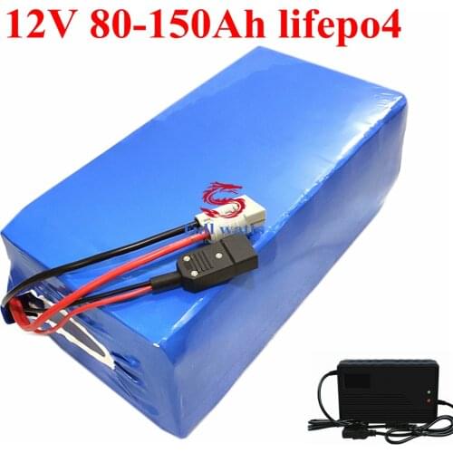 Lifepo4 12.8v 100AH lithium battery 12V 100Ah 120Ah 80Ah battery for 1200W caravan boat Portable power RV + 10A charger