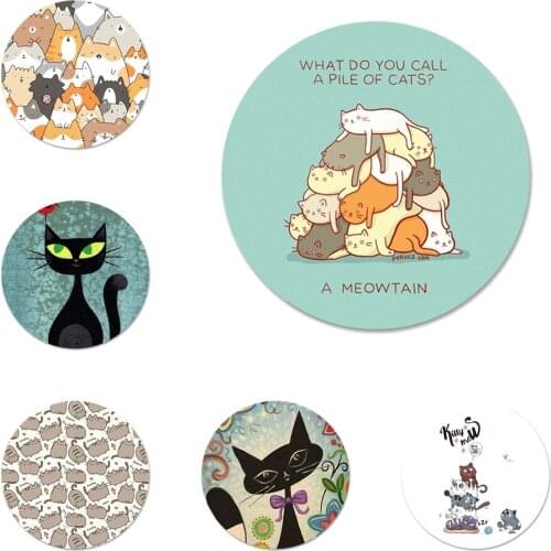 Cute funny A Pile Of Cats art cat Icons Pins Badge Decoration Brooches Metal Badges For Backpack Decoration 58mm