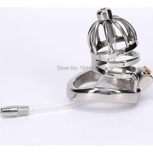SODANDY Male Chastity Belt Stainless Steel Chastity Devices Penis Locking Cage With Urethral Sounds Dilator For Men Sex Fetish