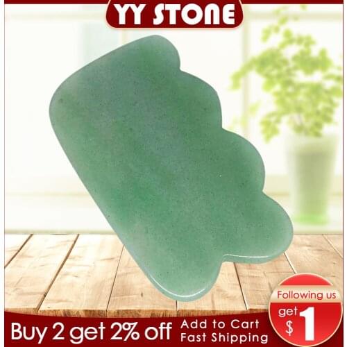 Tontin Natural Aventurine Aventur Jade Guasha Board Gree Stone Scraping GuaSha Tools V line Face Beauty Kit Healthcare