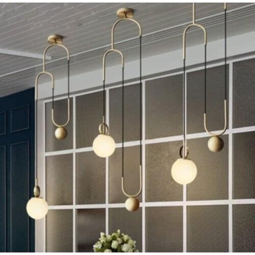 Nordic Pendant Lights Globe Glass Ball Pendant Lamp Lustre Suspension Kitchen Light Fixture E27 Home Lighting