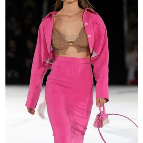 New 9.28 Fashion 2021 Long Sleeve Sexy Waist-revealing Jacket Coat Lapel Covered Button Retro Casual Short Outerwear Womens