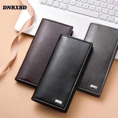 New Men Wallets Long Style hasp clutch bag Card Holder soft Male Purse Large Capacity zipper phone bag Leather Wallet For Men